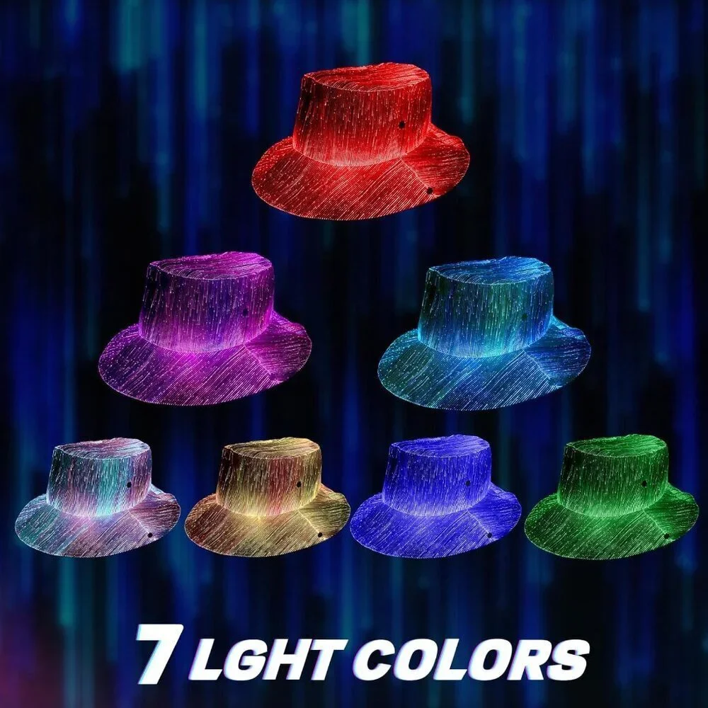 Women's Led Light Up Bucket Hat With 7 Color Modes & Rave Party Cowgirl Hat